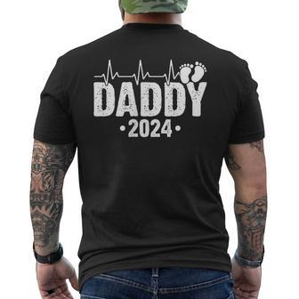 Daddy 2024 Heartbeat Daddy To Be New Dad First Time Daddy Men's T-shirt Back Print | Seseable CA