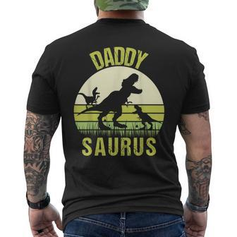 Daddy Dinosaur Daddysaurus 2 Two Kids Fathers Day Mens Back Print T-shirt | Mazezy