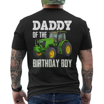 Daddy Of The Birthday Boy Family Tractors Farm Trucks Bday Mens Back Print T-shirt - Seseable