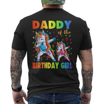 Daddy Of The Birthday Princess Girl Dabbing Unicorn Dad Papa Gift For Mens Mens Back Print T-shirt - Seseable