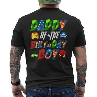 Daddy Of The Superhero Birthday Boy Super Hero Family Party Men's T-shirt Back Print