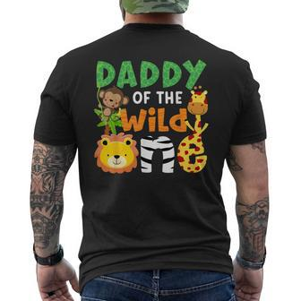 Daddy Of The Wild One Zoo Theme Bday Safari Jungle Animals Men's T-shirt Back Print - Seseable