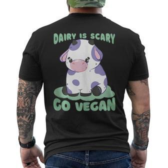 Dairy Is Scary Go Vegan Mens Back Print T-shirt | Mazezy