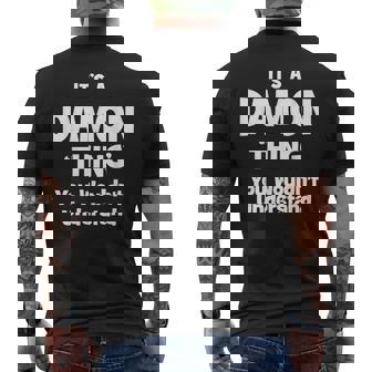 Damon Thing Name Funny Mens Back Print T-shirt | Mazezy