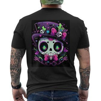 Dance With The Spirits Trendy Halloween Skull 3 Men's T-shirt Back Print - Monsterry