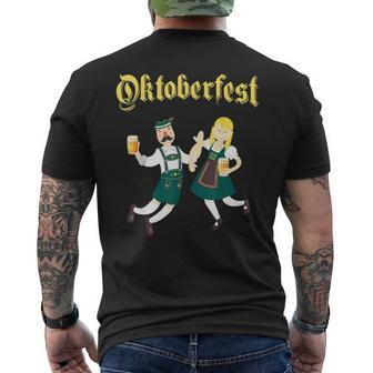Dancing Barman And Barmaid Drinking Oktoberfest Men's T-shirt Back Print - Seseable
