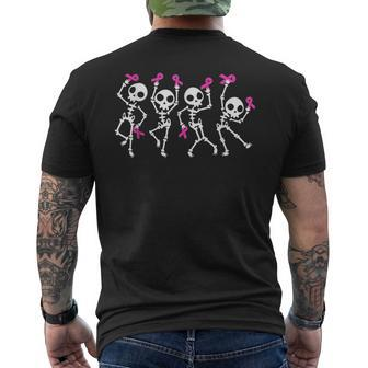 Dancing Skeleton Halloween Pink Ribbon Breast Cancer Men's T-shirt Back Print - Thegiftio UK