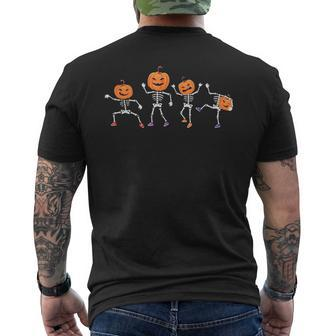 Dancing Skeleton Pumpkin Head Halloween Costume Men's T-shirt Back Print - Monsterry CA