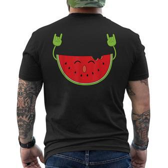 Dancing Watermelon Cool Heart Beats For Fruits Men's T-shirt Back Print | Mazezy