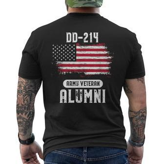 Dd214 Alumni Us Army Veteran Dd214 American Flag Gift Men's Crewneck Short Sleeve Back Print T-shirt | Mazezy