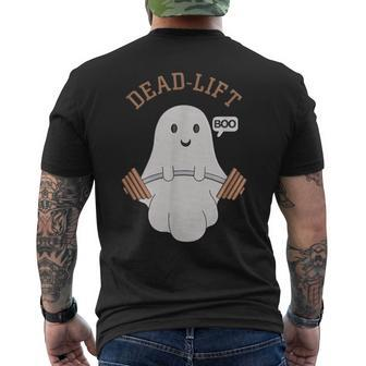 Dead Lift Embroidery Ghost Halloween Cute Boo Gym Weights Men's T-shirt Back Print - Monsterry AU