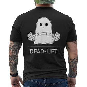 Deadlift Halloween Ghost Weight Lifting Workout Men's T-shirt Back Print - Monsterry