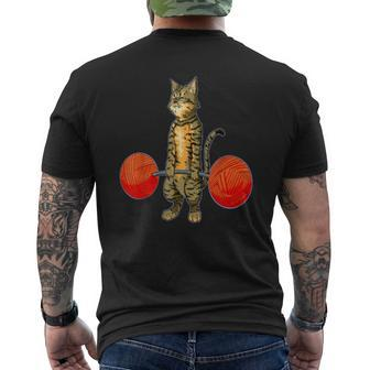 Deadlifting Tabby Cat Weightlifting Bodybuilding Fitness Gym Men's T-shirt Back Print - Seseable