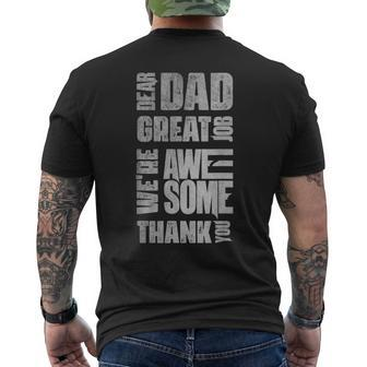 Dear Dad Great Job Were Awesome Thank You Father Day Vintag Mens Back Print T-shirt | Mazezy