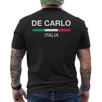 Decarlo Italian Name Italy Flag Italia Family Surname Mens Back Print T-shirt | Mazezy