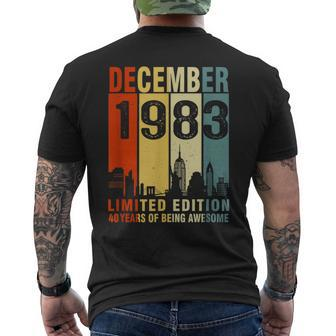 December 1983 40 Years Of Being Awesome Vintage Men's T-shirt Back Print - Seseable