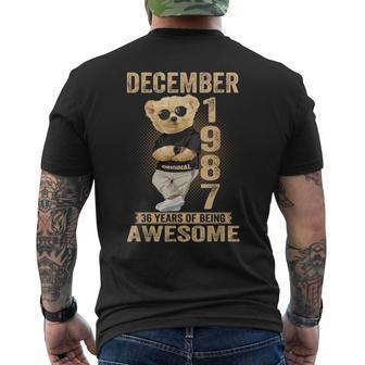 December 1987 36Th Birthday 2023 36 Years Of Being Awesome Men's T-shirt Back Print - Thegiftio UK