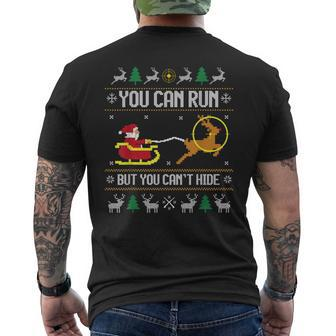 Deer Hunting Santa Hunter Ugly Christmas Sweater Men's T-shirt Back Print | Mazezy CA