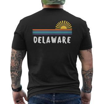 Delaware Home State Pride Retro Vintage Sunrise Mens Back Print T-shirt | Mazezy