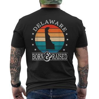 Delaware Usa Born & Raised Retro Us State Pride Mens Back Print T-shirt | Mazezy