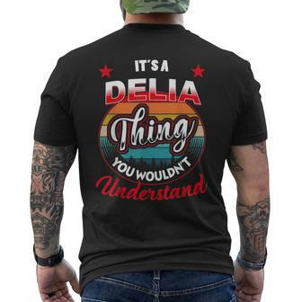 Delia Retro Name Its A Delia Thing Mens Back Print T-shirt | Mazezy