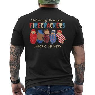 Delivering Cutest Firecrackers Labor & Delivery 4Th Of July Men's Crewneck Short Sleeve Back Print T-shirt - Monsterry DE