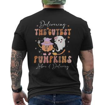 Delivering The Cutest Pumpkins Labor & Delivery Halloween Men's T-shirt Back Print - Monsterry DE