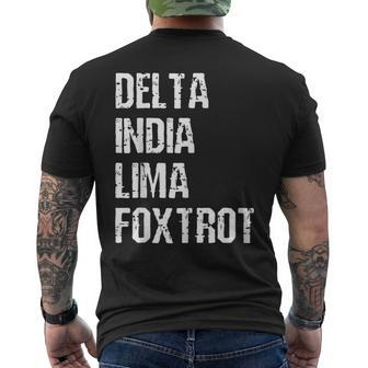 Delta India Lima Foxtrot Dilf Father Dad Joking Men's Back Print T-shirt | Mazezy
