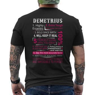 Demetrius Name Gift 100 Demetrius Mens Back Print T-shirt