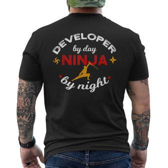 Developer By Day Ninja By Night Debugging Coder Geek Men's T-shirt Back Print | Mazezy