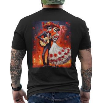Dia De Los Muertos Skeletons Dancing Mexican Day Of The Dead Men's T-shirt Back Print - Seseable