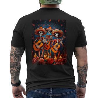 Dia De Los Muertos Skeletons Guitar Mexican Day Of The Dead Men's T-shirt Back Print - Thegiftio UK