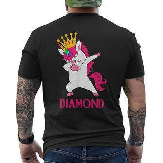 Diamond Personalized Dabbing Unicorn Queen Mens Back Print T-shirt - Seseable