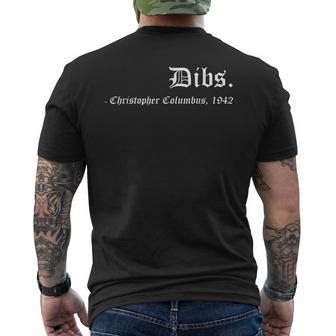 Dibs Christopher Columbus 1492 America Discovery Quote Men's T-shirt Back Print | Mazezy AU