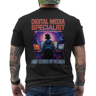 Digital Media Specialist Gamer Fun Pun Gaming Men's T-shirt Back Print | Mazezy