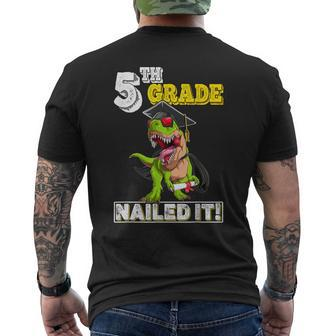 Dinosaur Graduation Hat Fifth Grade Nailed It Class Of 2030 Men's Back Print T-shirt | Mazezy