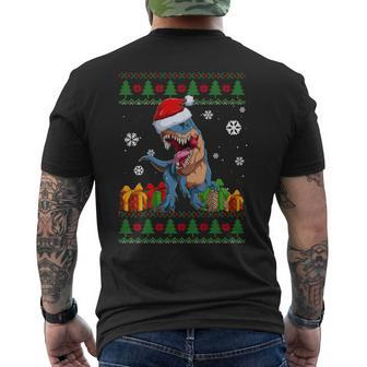 Dinosaur Lovers Dinosaur Santa Hat Ugly Christmas Sweater Men's T-shirt Back Print - Monsterry AU