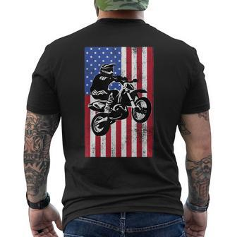 Dirt Bike American Flag Motocross Biker For 4Th Of July Usa  Mens Back Print T-shirt