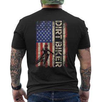 Dirt Bike American Usa Flag Motocross Biker 4Th Of July Men  Mens Back Print T-shirt