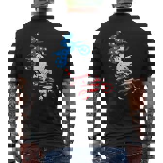 Dirt Bike Rider Blue White Red Us Flag Motocross 4Th Of July Mens Back Print T-shirt - Monsterry