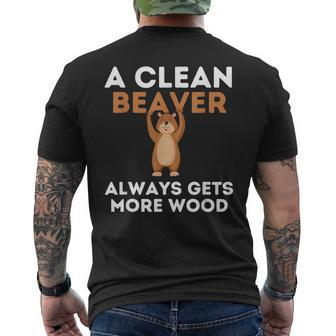 Dirty Adult Clean Beaver Wood Men's T-shirt Back Print - Monsterry