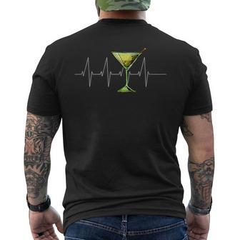 Dirty Martini Heartbeat T Cocktail Glass Happy Hour Men's T-shirt Back Print | Mazezy