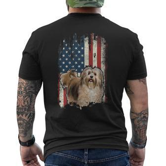 Distressed Bichon Havanese American Flag Patriotic Dog Mens Back Print T-shirt - Monsterry AU