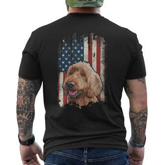 Distressed Goldendoodle American Flag Patriotic Dog Mens Back Print T-shirt - Monsterry AU