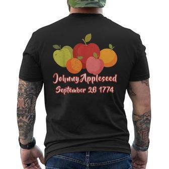 Distressed Johnny Appleseed Apple Picking Orchard Farming Men's T-shirt Back Print | Mazezy