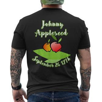 Distressed Johnny Appleseed John Chapman Celebrate Apples Men's T-shirt Back Print | Mazezy