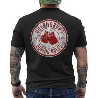 Distressed Queensbury Boxing Rules Vintage Boxing Men's T-shirt Back Print | Mazezy
