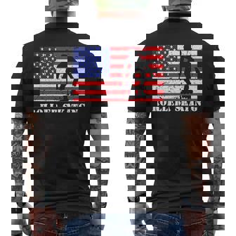 Distressed Roller Skating Usa American Flag | Vintage Skater Usa Funny Gifts Mens Back Print T-shirt | Mazezy
