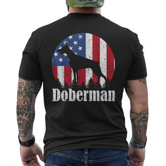 Doberman Dog American Flag 4Th Of July Pride Mens Back Print T-shirt | Mazezy