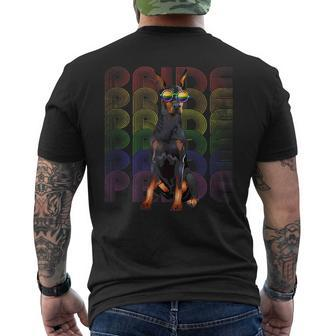 Doberman Lgbt-Q Flag Gay Pride Lesbian Funny Dog Lgbt Month Mens Back Print T-shirt | Mazezy